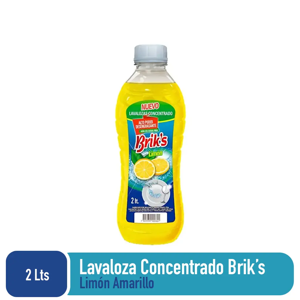 Lavaloza botella Briks Amarilla 2 Lts